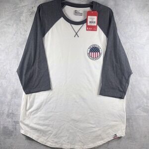 The North Face Raglan T Shirt Mens XL White Gray Logo Tee New With Tags